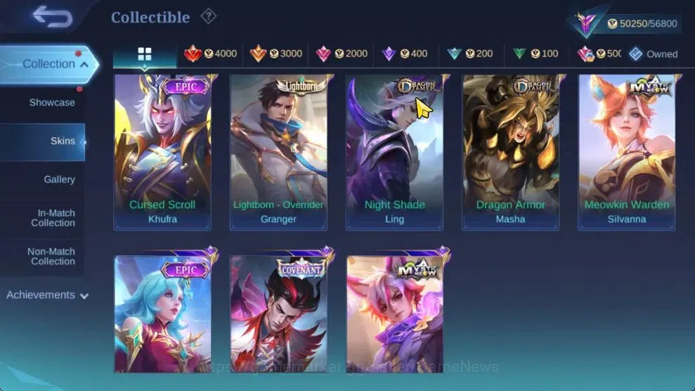 Mobile Legends: Bang Bang Accounts Hero 106|High Immo 111|Skin 204|CC[Nata],KOF[Karin image 10