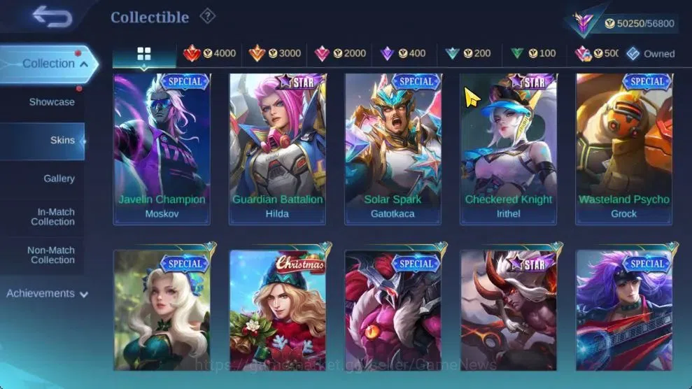 Mobile Legends: Bang Bang Accounts Hero 106|High Immo 111|Skin 204|CC[Nata],KOF[Karin image 12