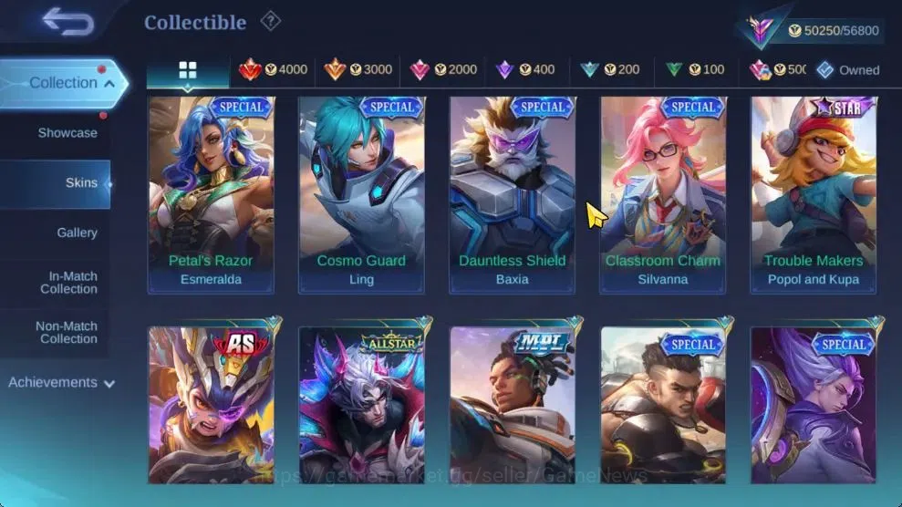 Mobile Legends: Bang Bang Accounts Hero 106|High Immo 111|Skin 204|CC[Nata],KOF[Karin image 14