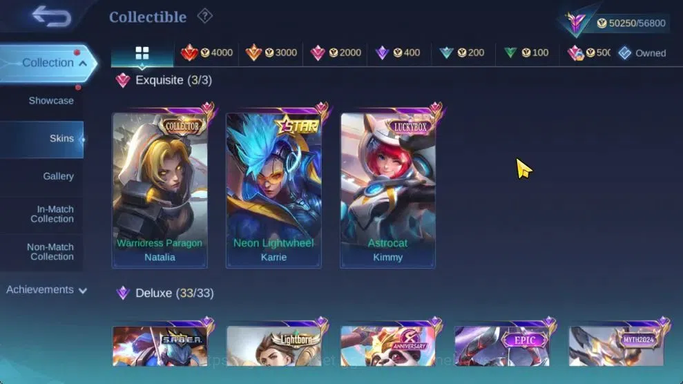 Mobile Legends: Bang Bang Accounts Hero 106|High Immo 111|Skin 204|CC[Nata],KOF[Karin image 6