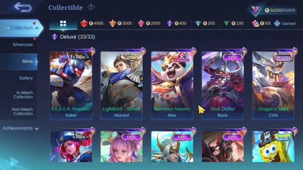 Mobile Legends: Bang Bang Accounts Hero 106|High Immo 111|Skin 204|CC[Nata],KOF[Karin image 7