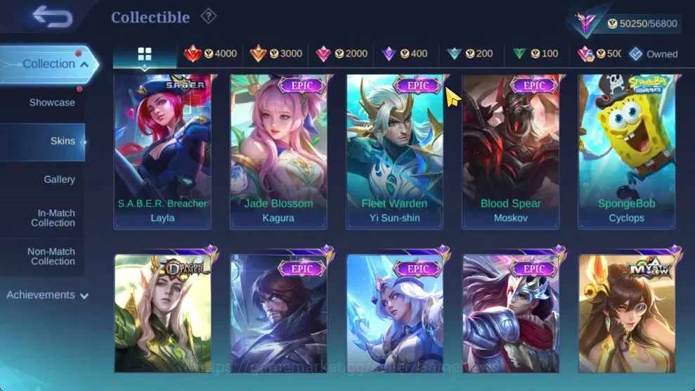 Mobile Legends: Bang Bang Accounts Hero 106|High Immo 111|Skin 204|CC[Nata],KOF[Karin image 8