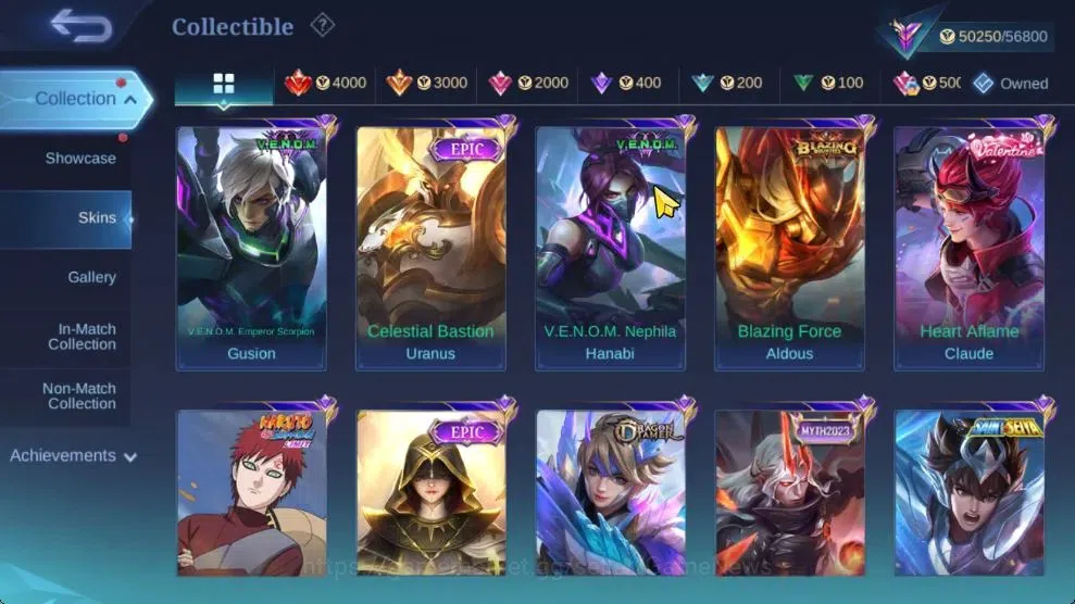 Mobile Legends: Bang Bang Accounts Hero 106|High Immo 111|Skin 204|CC[Nata],KOF[Karin image 9