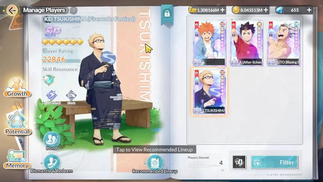 HAIKYU!! FLY HIGH Accounts SEA Lv54|4 SP [(Tsukishima,Bokuto,Hinata)+Memo,Nis image 1