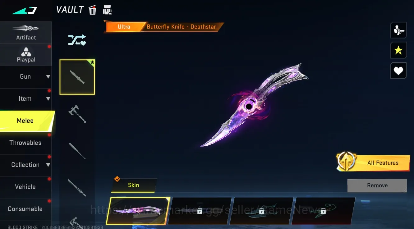 Blood Strike Accounts Starter Asia|Ultra Melee Butterfly-Deathstar+2 Ultra Spike-Twilight Baron,Galil-Knight|1 Legendary 1
