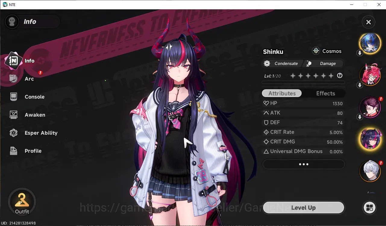 Neverness to Everness Accounts Global SEA|HL 9|TL 2|14 S.Dice|4 SSR [Shinku+Outfit,Nanally],Daffodill,Fadia|2 2
