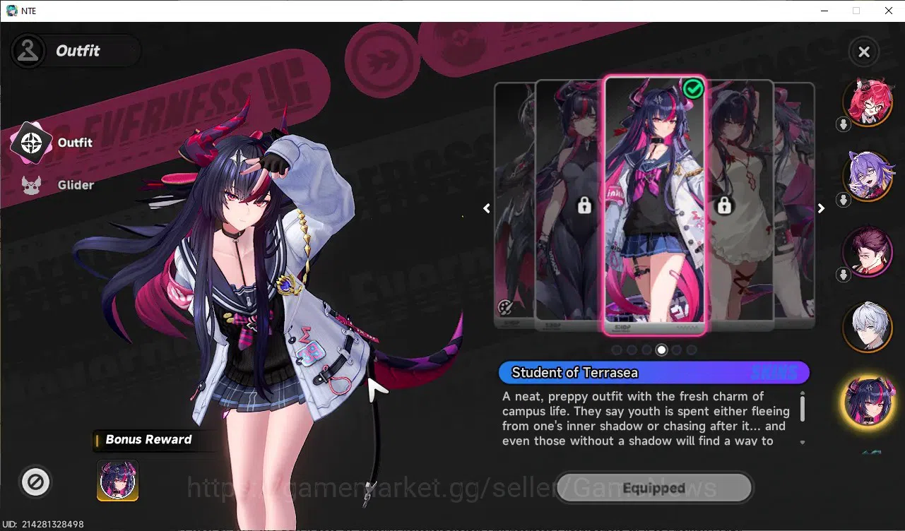 Neverness to Everness Accounts Global SEA|HL 9|TL 2|14 S.Dice|4 SSR [Shinku+Outfit,Nanally],Daffodill,Fadia|2 3