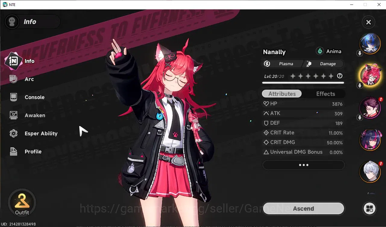 Neverness to Everness Accounts Global SEA|HL 9|TL 2|14 S.Dice|4 SSR [Shinku+Outfit,Nanally],Daffodill,Fadia|2 4