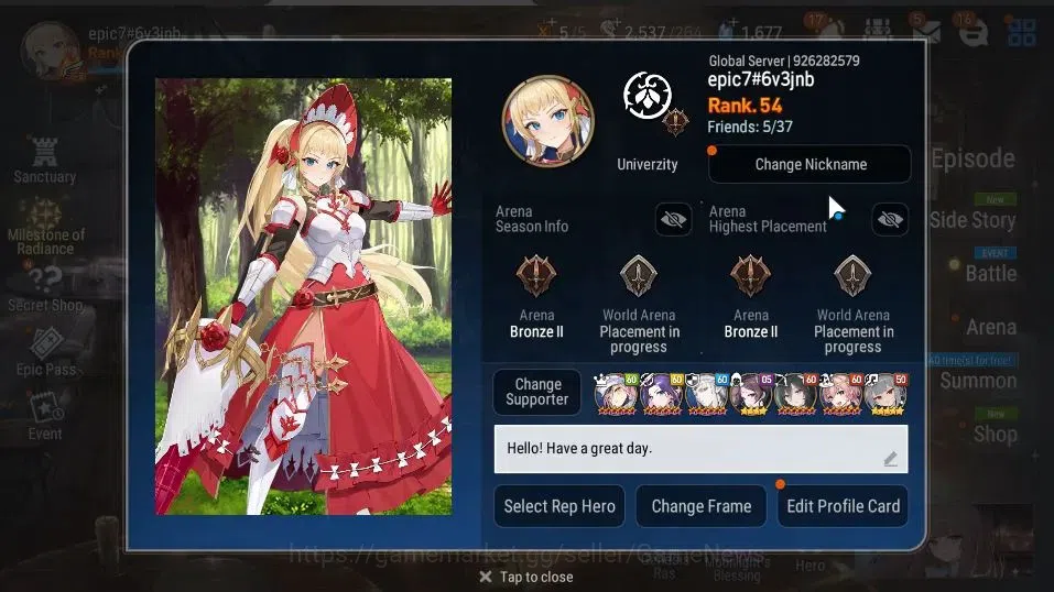 Epic Seven Accounts Starter GLOBAL|UnVerif|6 ML(BArunka,NMLuna,LOTScales,SP Politis,Etc)|Rinak[295 SPD],Yulha,AS Flan,etc|2K 2