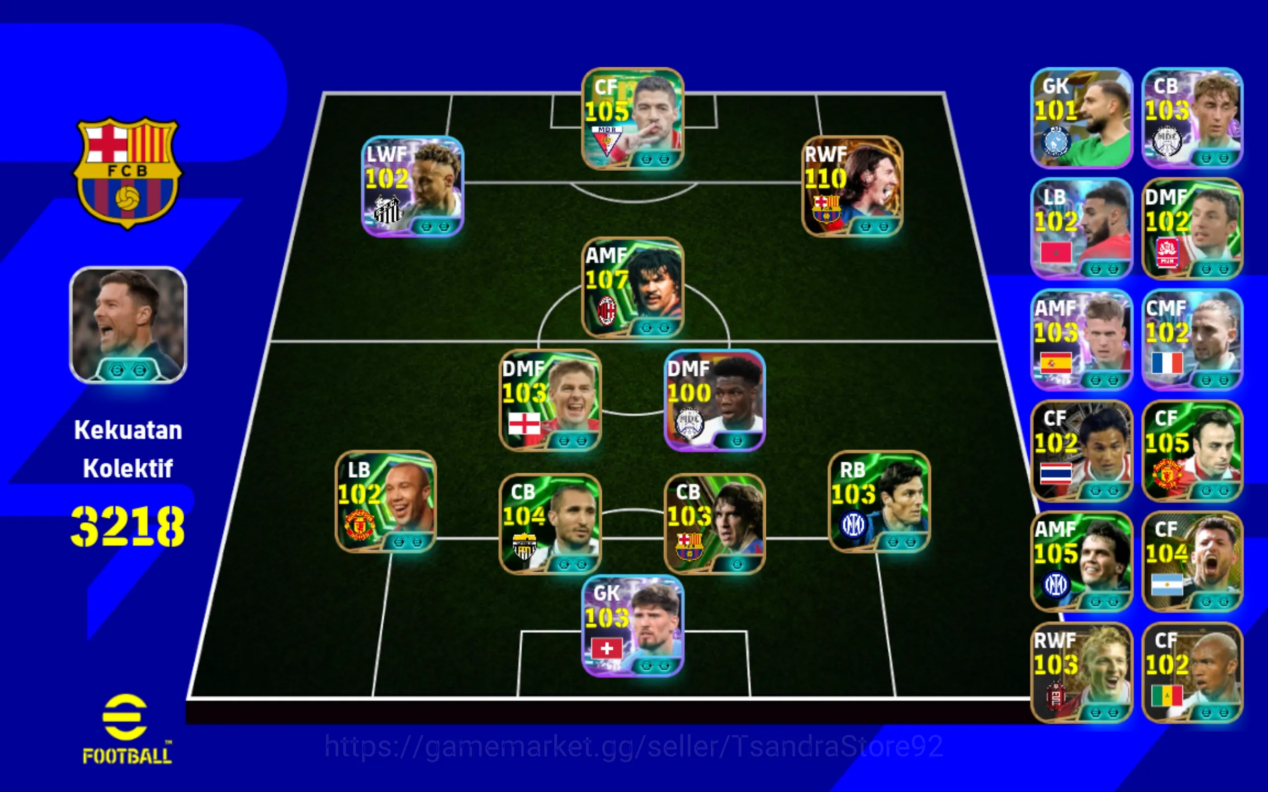 eFootball Accounts High-End 029-IN- Collective 3218 -Big Time Blitz Messi 110 X Gullit Milan X Suarez X KuytX X 1