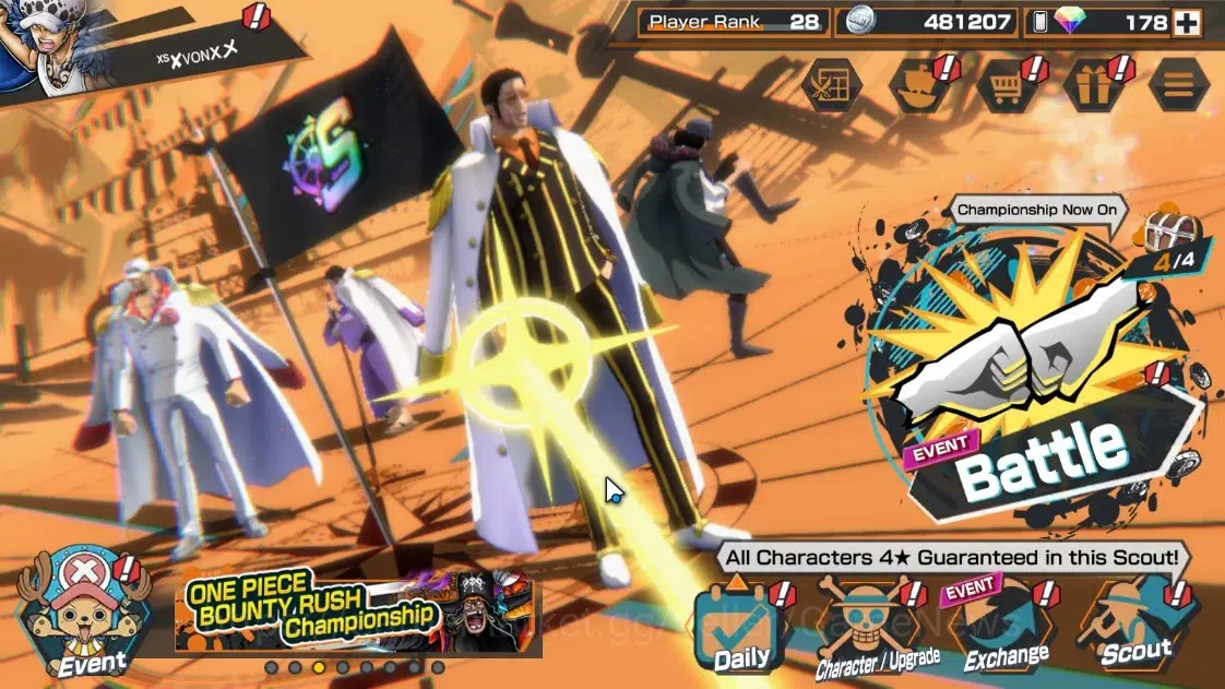 One Piece Bounty Rush Accounts Global |7 EX |T4E Luffy,AnMSK Borsalino,G5 Luffy,B image 1