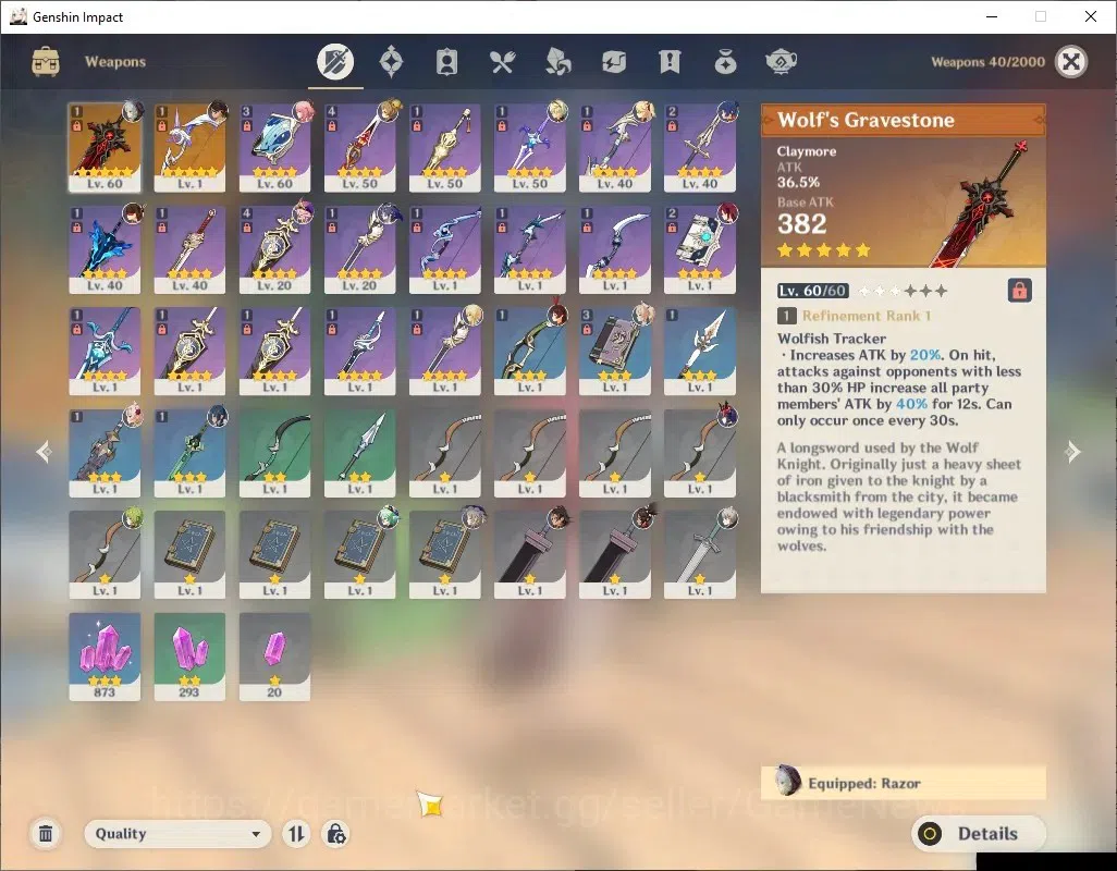 Genshin Impact Accounts Asia | AR 41 | Reoni ON| 1,8k Primo| 1 Limited+2(* image 4