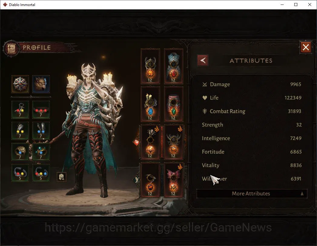 Diablo Immortal Accounts Starter NA-Chains Of Honor|Lv60(405)|Necromancer|31K CR|Reso 420| Cosmetic|Inferno I|Paragon 4