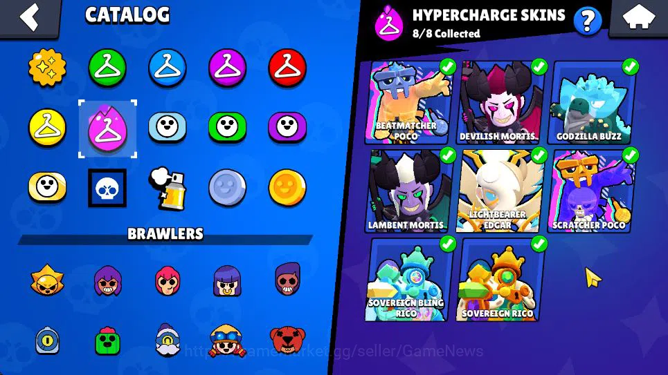 Brawl Stars Accounts Lv 113|54K Trophy|100 Brawler 24MAX Lv|8 Hypch[LightB Edgar,Devil&Lambent Mortis,Etc] 11Legend 5Myth 20