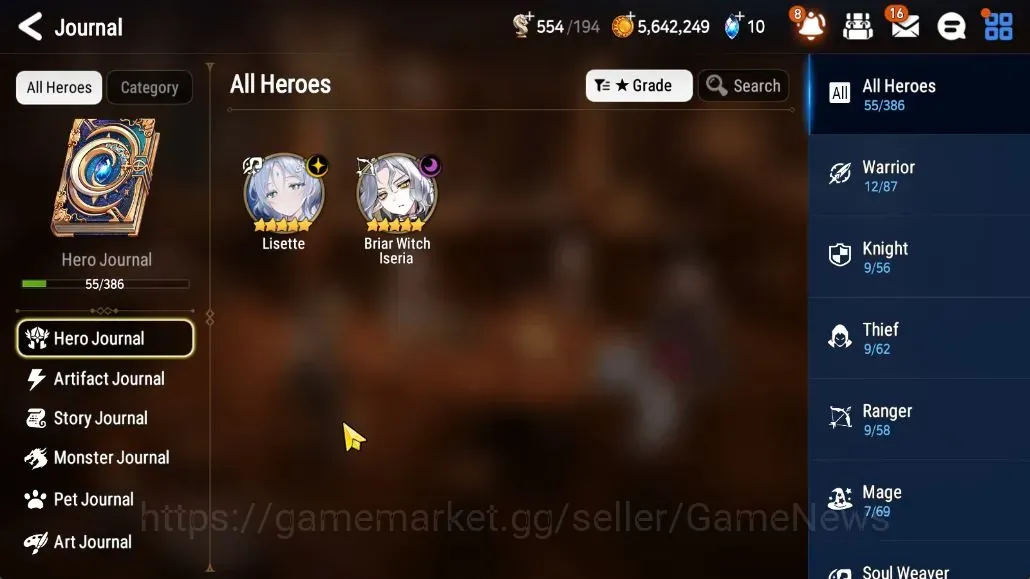 Epic Seven Accounts Starter GLOBAL UnVerif|NewEra| 2 ML (Lisette,Briar Witch Iseria)+Tenebria,Iseria,Destina,etc|44K 1