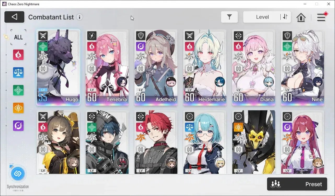 Chaos Zero Nightmare Accounts ASIA|Lv.54|10 SSR,Haidemarie EM1+Sign,Tenebria+Sign,Hugo,Nine 11