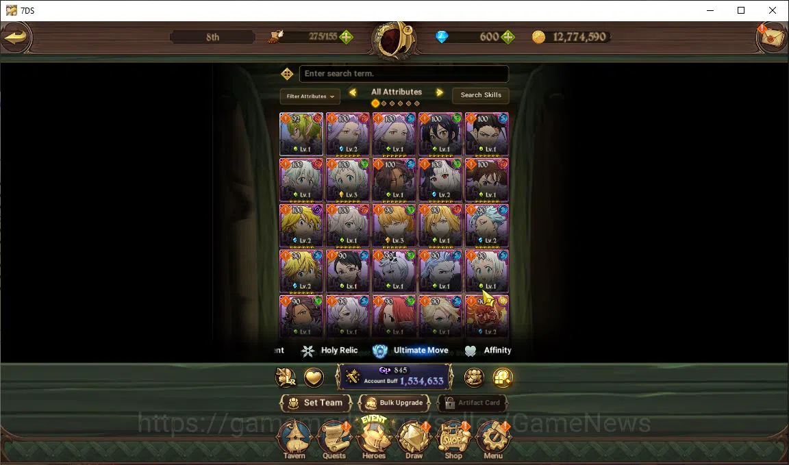 The Seven Deadly Sins: Grand Cross Midgame Global|1,5M CC|600 DM|1 LR+6 UR|Helbram,Meresca2/6 image 1