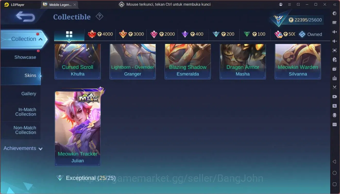 Mobile Legends: Bang Bang Accounts GLOBAL Hero 84 Skin 115|Meowkin hunter 3|Blazing 3 image 2