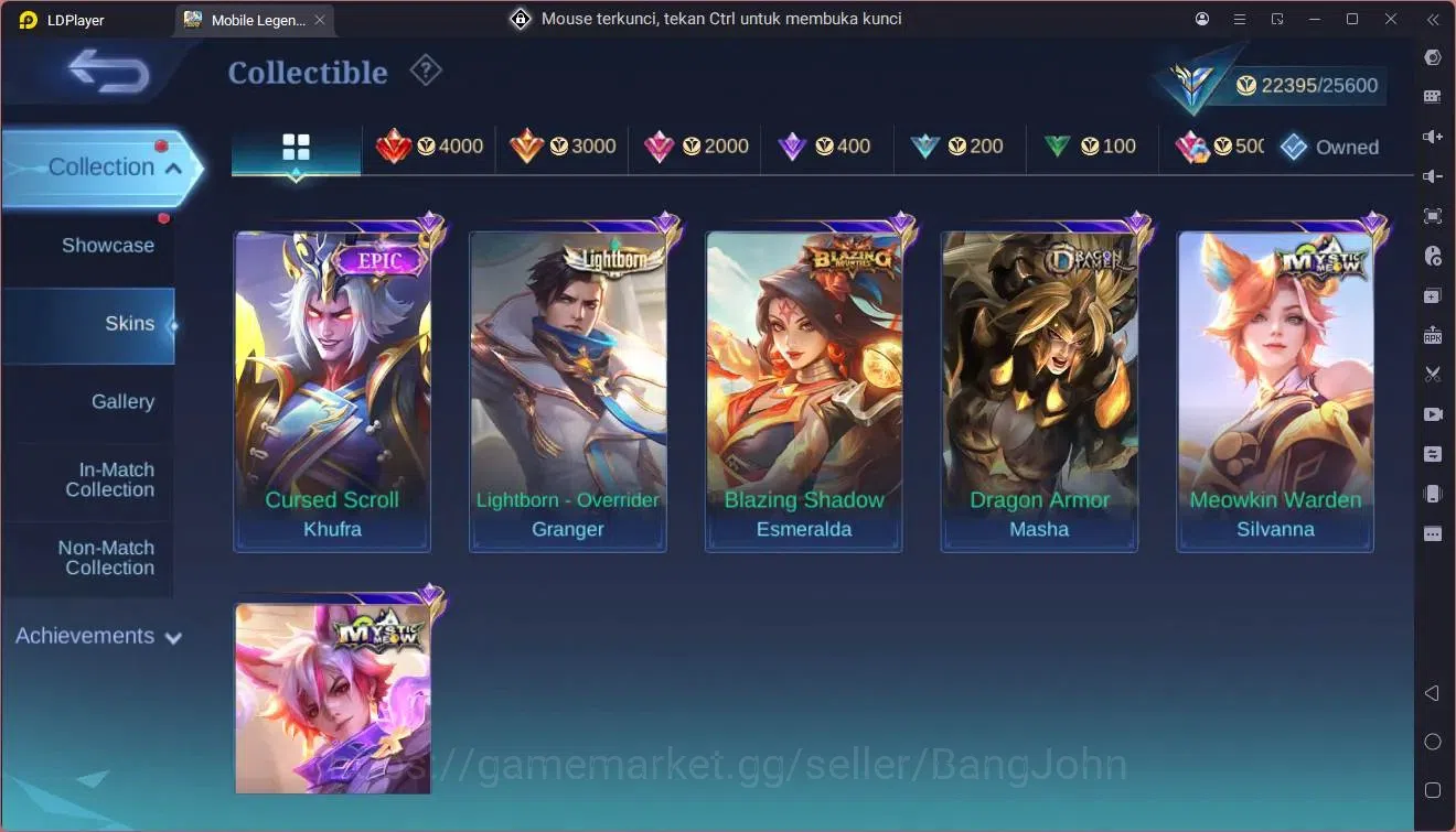 Mobile Legends: Bang Bang Accounts GLOBAL Hero 84 Skin 115|Meowkin hunter 3|Blazing 3 image 3