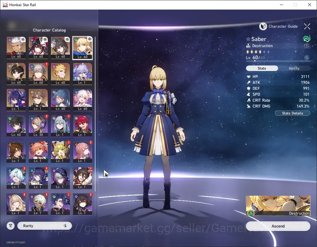 Honkai Star Rail Accounts Others Asia|TL 50|7 Limited|(Saber E2,Archer)+Sign Sparkle,Gilgamesh,RuanMei,Danheng 1