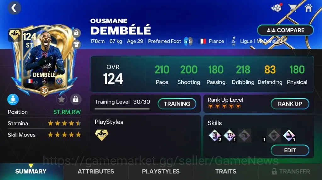 EA SPORTS FC Mobile Accounts OVR 124/63B Value|766M Gold|Dembele TOTS Trikster, image 9