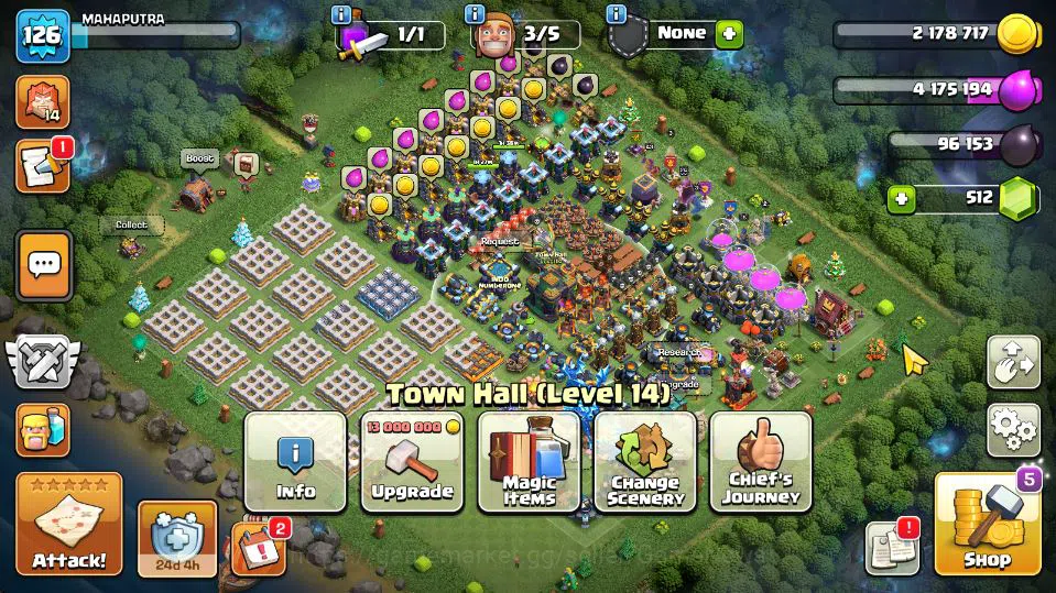 Clash of Clans Mid-Tier TH 14 - BH 9|LV 126|HH 7|BK 39,AQ 43,GW 24,MP 44,R image 1