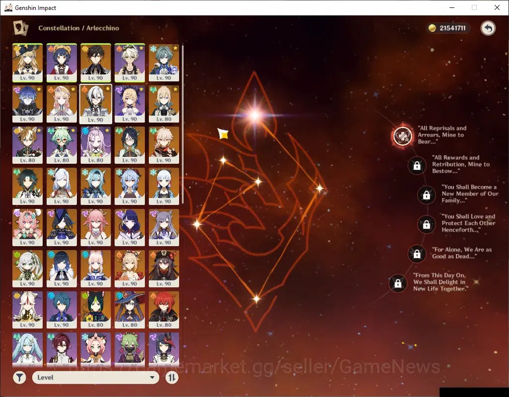 Genshin Impact Accounts ASIA|AR 60|21Limited+14(5* Weapon) |(Arlecchino C1 image 4