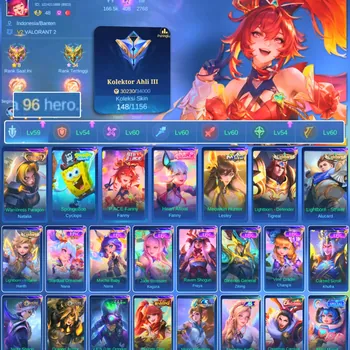 Mobile Legends: Bang Bang Accounts Others HERO 96 SKIN 148 | EMBLEM GOOD| COLECTOR NATALIA| CYPLOPS SPOBENGEBOB| PACE FANNY