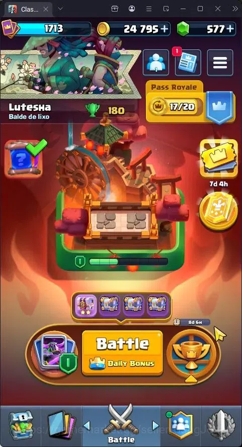 Clash Royale Accounts Others Trophy 14180|CL 1713 |KTL 16 |Card 122 |7 Max |8 Champ |20 Evo |5 Hero |Seasonal Arena I |577 1