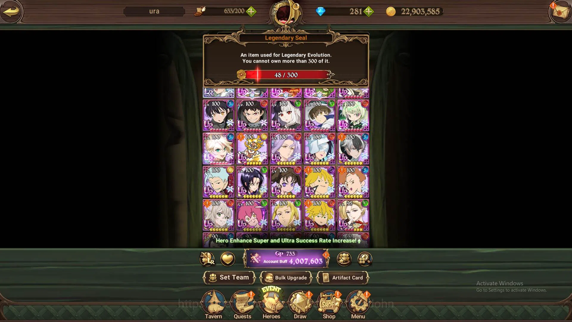 The Seven Deadly Sins: Grand Cross Accounts Others ASIA|4M CC|DM 281|1LR Elizabeth|Collab Sho5/6,Tamaki3/6,Shinra4/6|UR 11