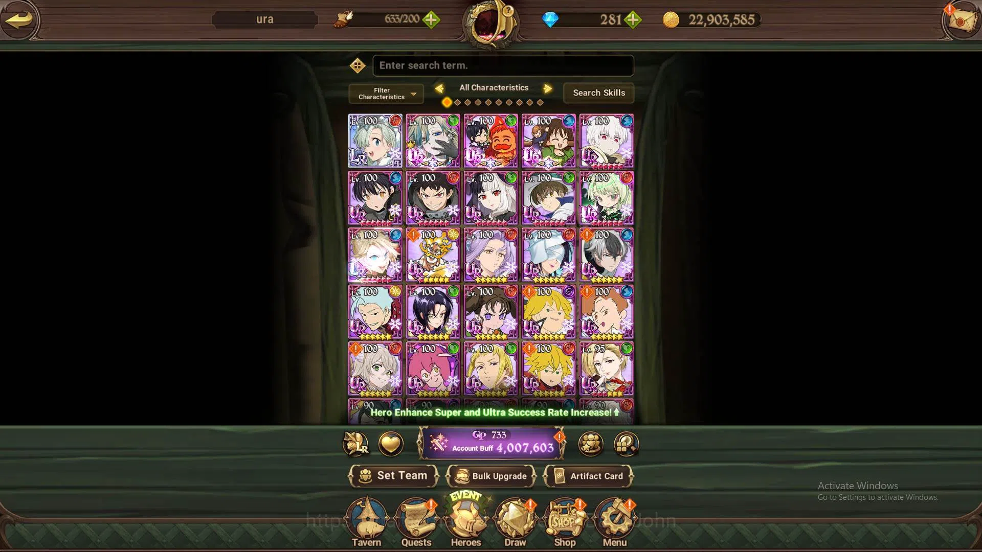 The Seven Deadly Sins: Grand Cross Accounts Others ASIA|4M CC|DM 281|1LR Elizabeth|Collab Sho5/6,Tamaki3/6,Shinra4/6|UR 9