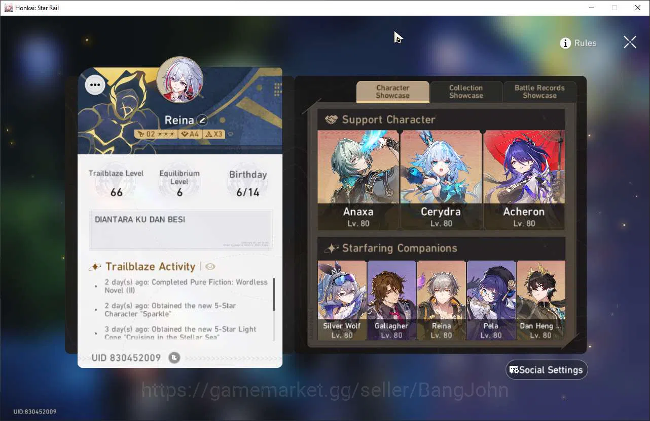 Honkai Star Rail Accounts ASIA | TL 66 | 7 Limit | Cerydra+S1 | Acheron+S1 | image 18