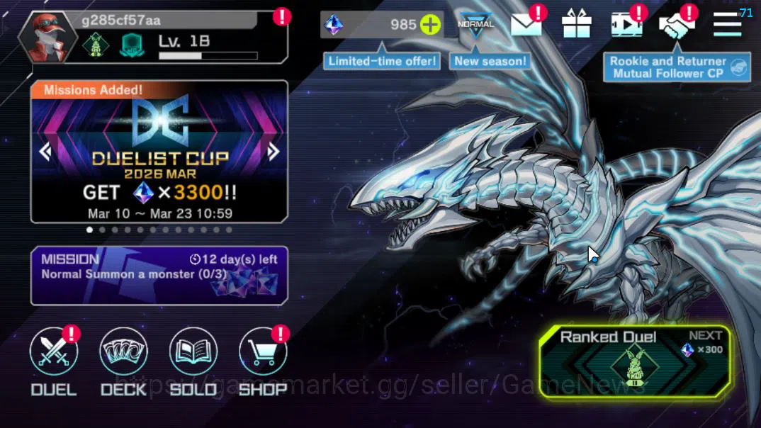 Yu-Gi-Oh! Master Duel Mid-Level Lv 18 | 20 Deck |RadiantTyphoon,VSK9,Dracotail,Yum image 1