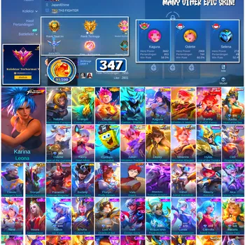 Mobile Legends: Bang Bang Accounts #4740 347 Skins | Floryn Fluffy Dream (SANRIO) | Karina Leona (KOF) | Badang Pegasus