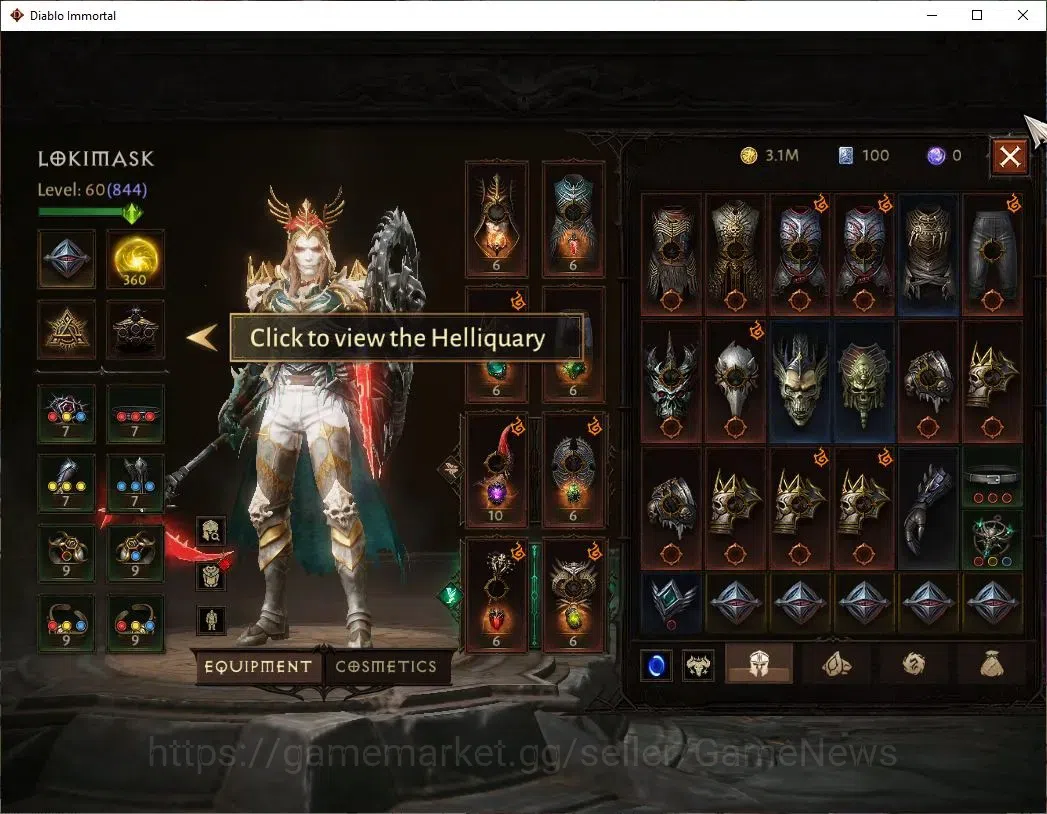 Diablo Immortal Accounts SEA-Izual|CS ON|Lv60(844)|Necromancer|CR 44k|Parag image 5