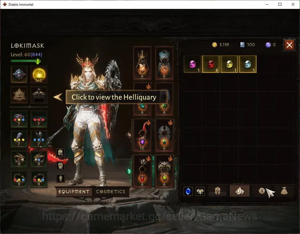Diablo Immortal Accounts SEA-Izual|CS ON|Lv60(844)|Necromancer|CR 44k|Parag image 6