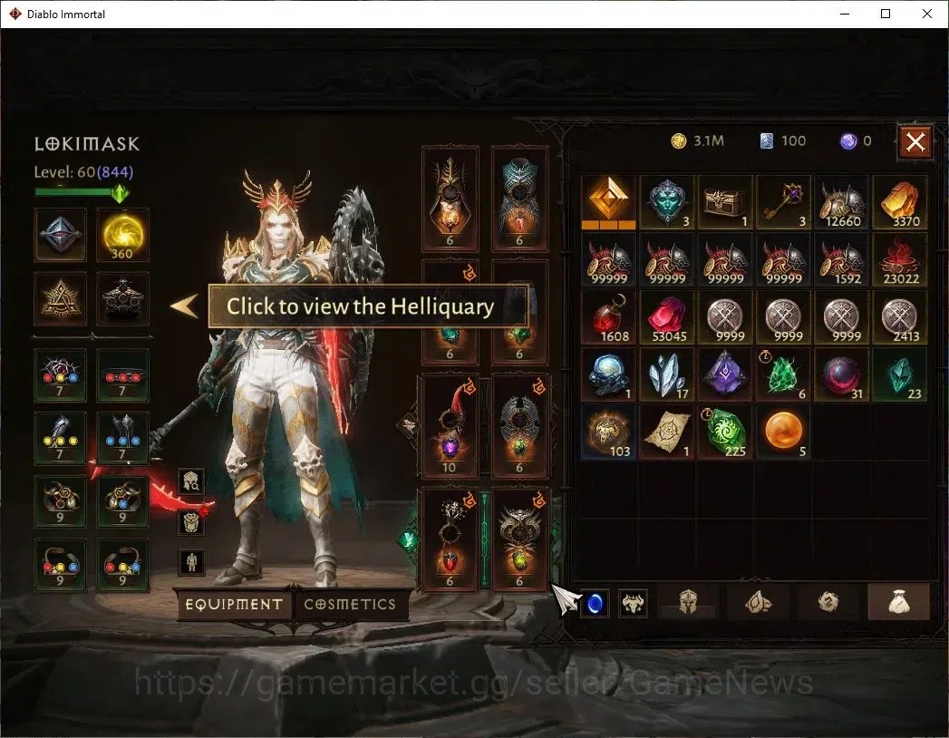 Diablo Immortal Accounts SEA-Izual|CS ON|Lv60(844)|Necromancer|CR 44k|Parag image 8