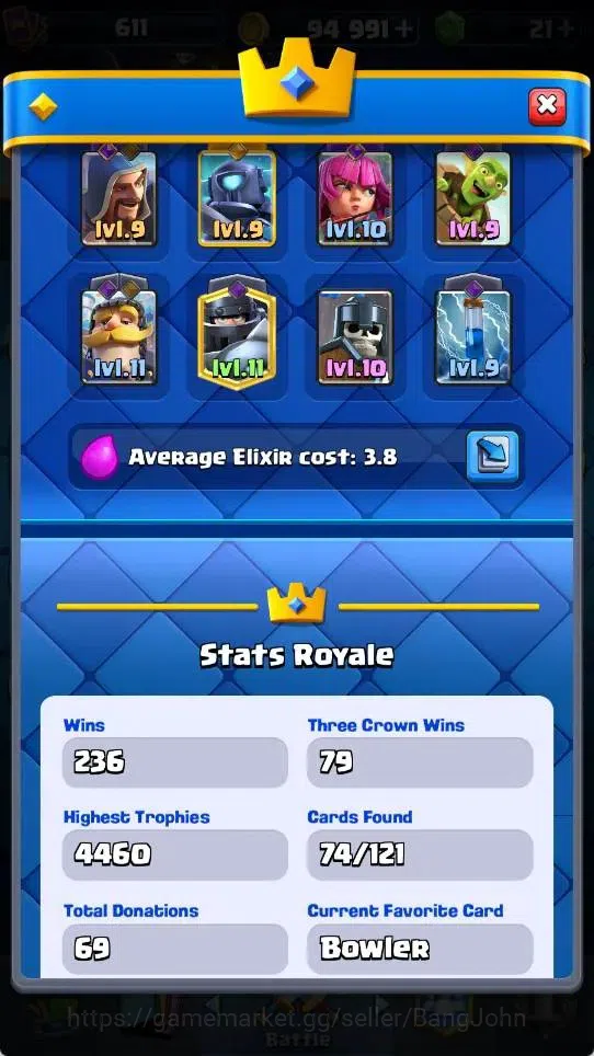Clash Royale Accounts Mobile |KTL 10|Trophy 4460|4 Evo|1 Hero|3 Legend C image 15