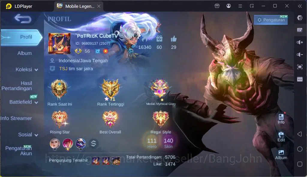 Mobile Legends: Bang Bang Accounts Hero 111|Skin 140|Anniv Akai,Venom Grock,Saber Raf image 1
