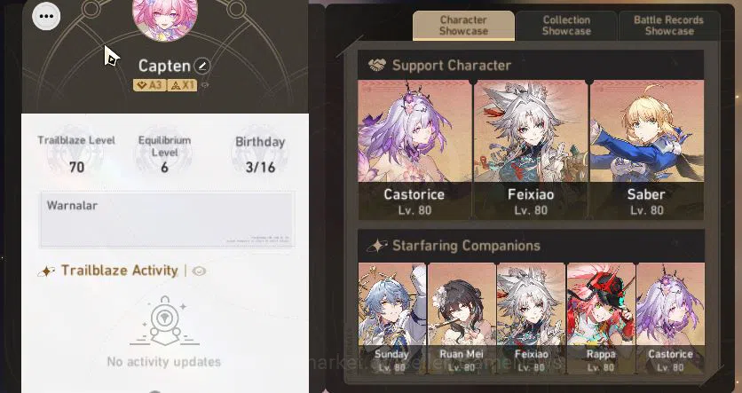 Honkai Star Rail Accounts Mid Game Asia|TL 70|12 Limited [HyacineE1,Cerydra,Feixiao]+Sign 2