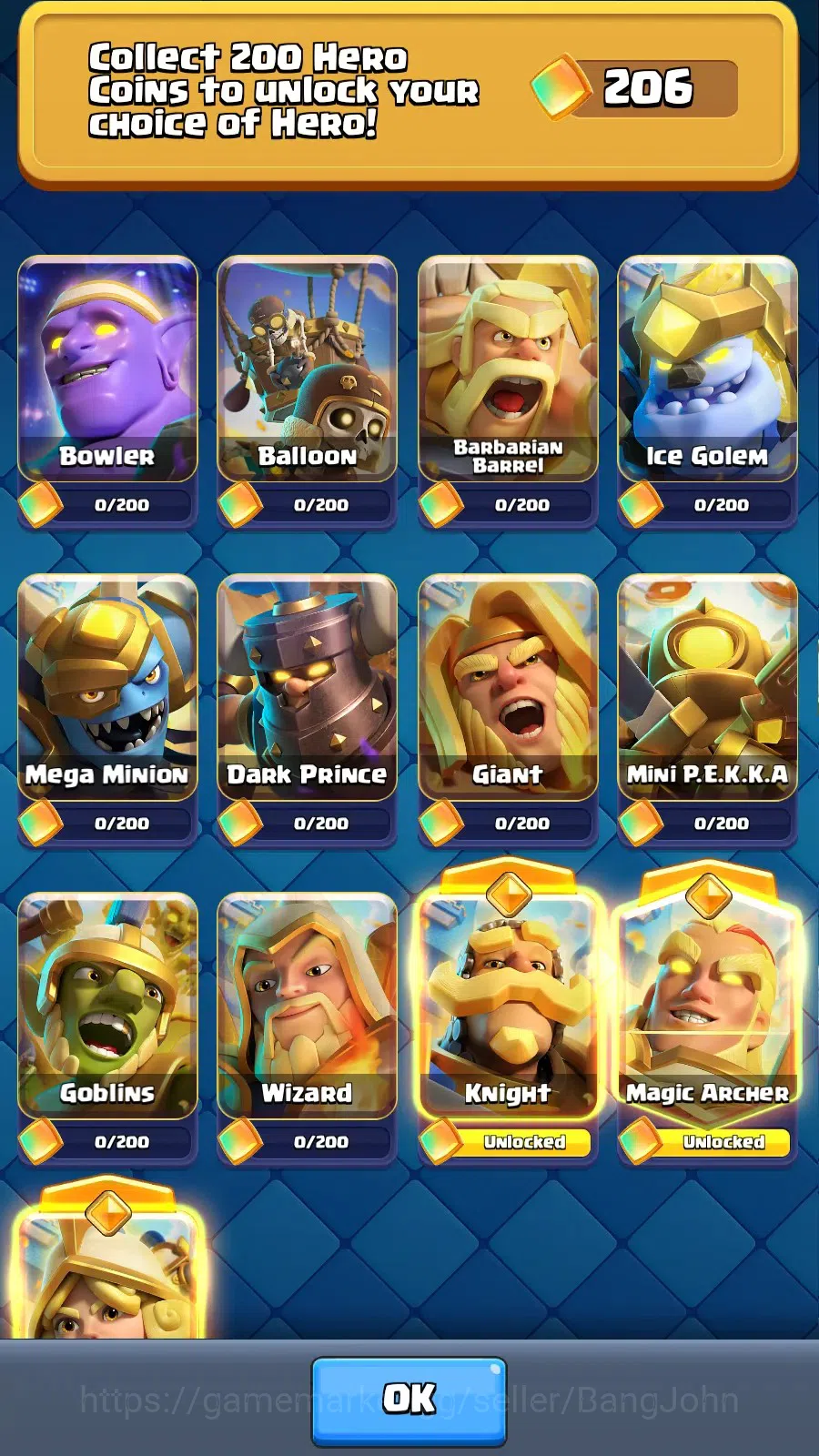 Clash Royale Accounts High-End Lv 38|KTL 12|Trophy 8116|3 hero|10 evo|8 Champ|21 Legend,33 Epic,30 Rare,29 Commons|1031 10