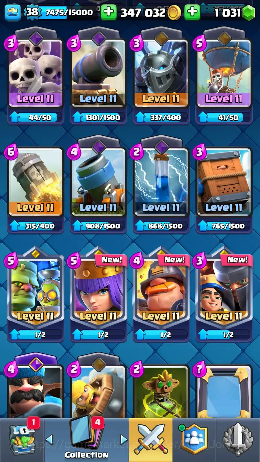 Clash Royale Accounts High-End Lv 38|KTL 12|Trophy 8116|3 hero|10 evo|8 Champ|21 Legend,33 Epic,30 Rare,29 Commons|1031 6