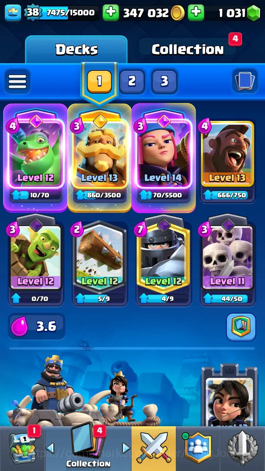 Clash Royale Accounts High-End Lv 38|KTL 12|Trophy 8116|3 hero|10 evo|8 Champ|21 Legend,33 Epic,30 Rare,29 Commons|1031 9