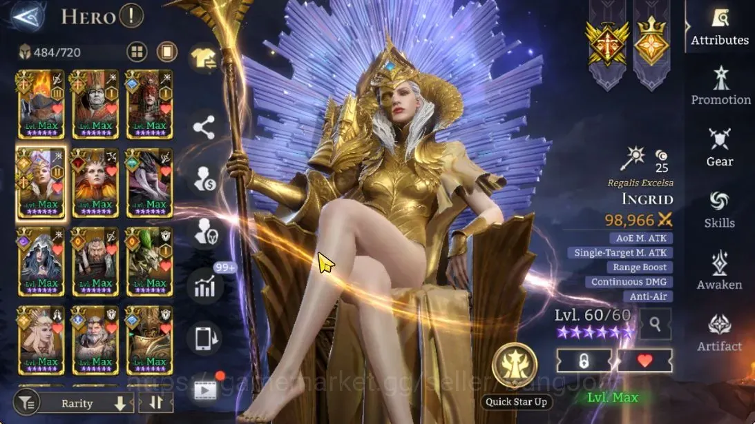 Watcher of Realms Accounts End-Game Global 60xx|10M Power|15 Lord:Ingird A2,Jezebelle,Oren A3,Etc|104 1