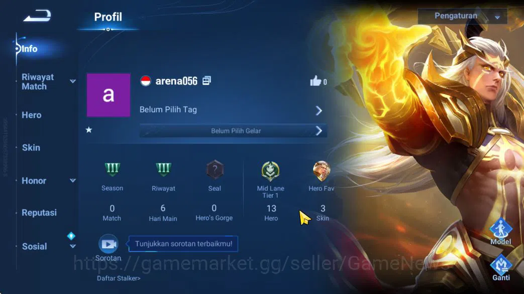 Honor of Kings Accounts Hero 13 Skin 3|Fresh Starter| (Consort Yu Legend)  image 2