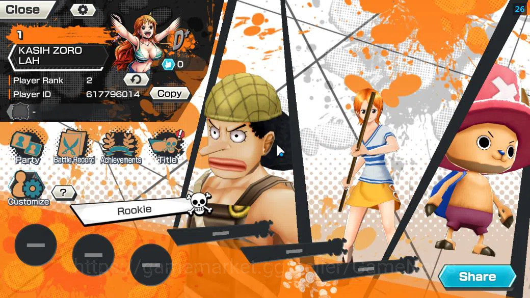 One Piece Bounty Rush Accounts Starter Global|4 EX|Onigashima Zoro,4emperor Teach,BP Kuzan,[Borsalino]|Rank 2|Log 2