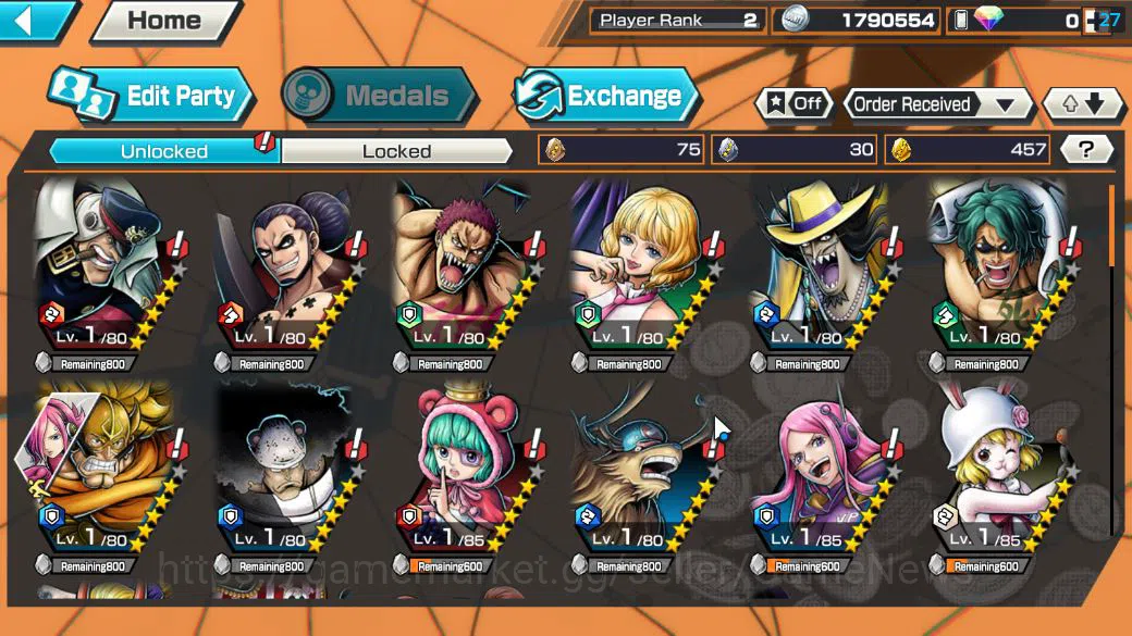 One Piece Bounty Rush Accounts Starter Global|4 EX|Onigashima Zoro,4emperor Teach,BP Kuzan,[Borsalino]|Rank 2|Log 4