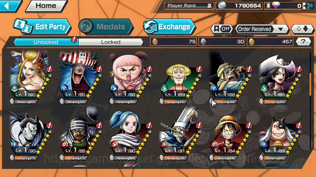 One Piece Bounty Rush Accounts Starter Global|4 EX|Onigashima Zoro,4emperor Teach,BP Kuzan,[Borsalino]|Rank 2|Log 5
