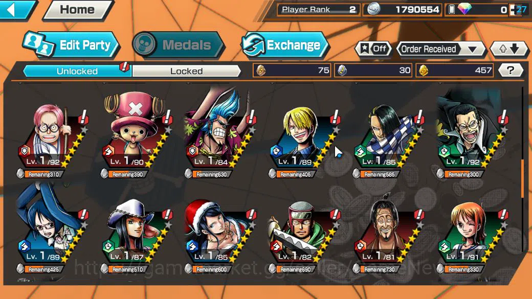 One Piece Bounty Rush Accounts Starter Global|4 EX|Onigashima Zoro,4emperor Teach,BP Kuzan,[Borsalino]|Rank 2|Log 6