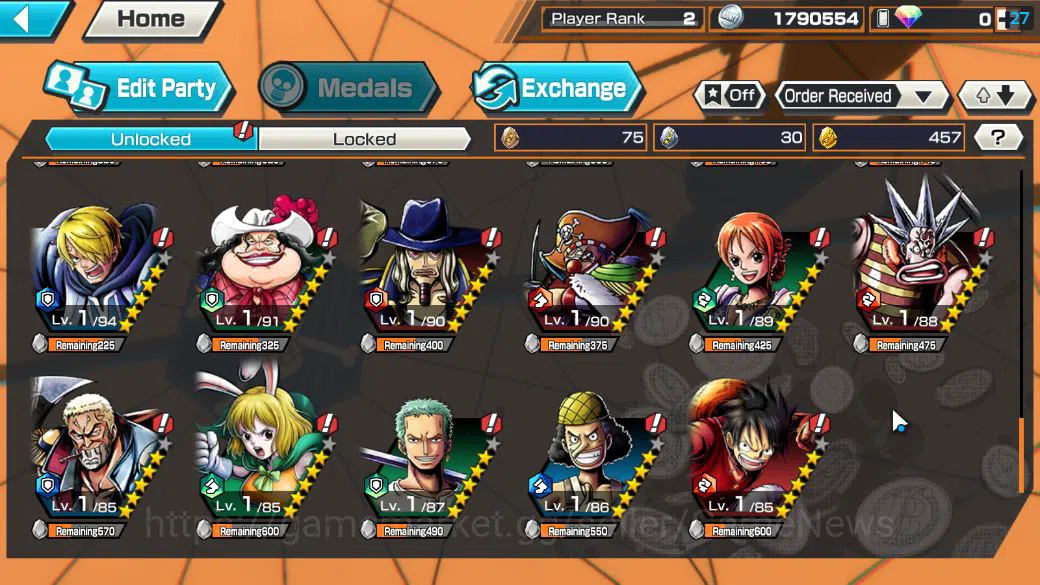 One Piece Bounty Rush Accounts Starter Global|4 EX|Onigashima Zoro,4emperor Teach,BP Kuzan,[Borsalino]|Rank 2|Log 8
